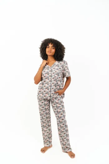 buttoned floral pants set